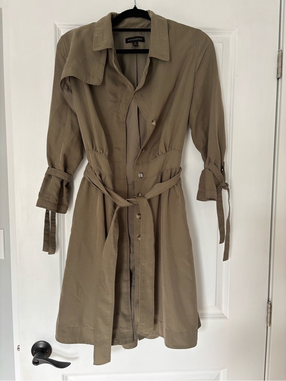 Banana Republic army green trench dress with Waist Tie